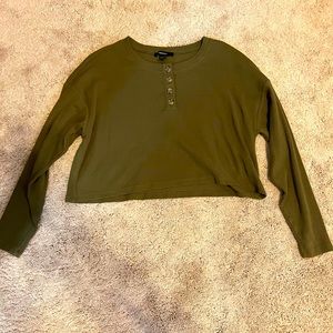 Army Green Cropped Sweater